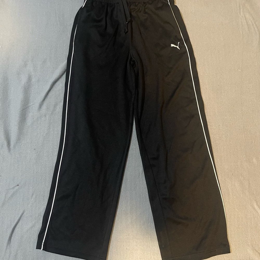Puma Kids Black Joggers with White Trim